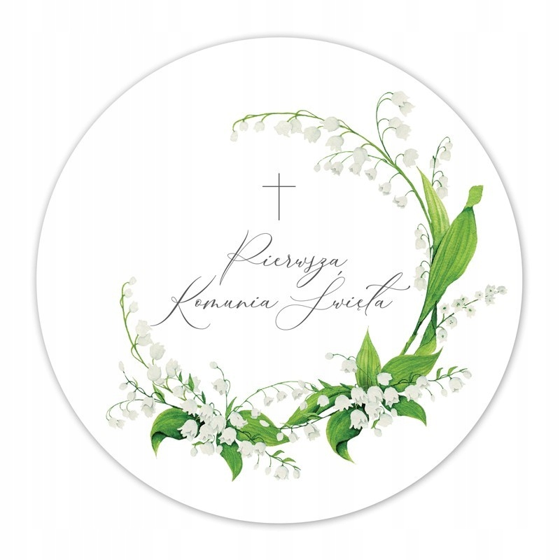 

Opłatek na tort Pierwsza Komunia z konwaliami Uni