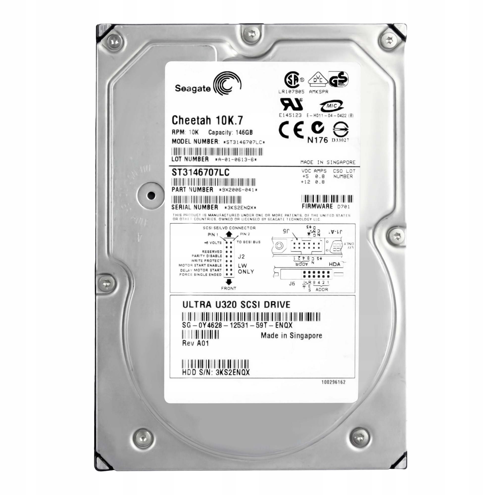 Dell 0Y4628 146GB 10K Scsi U320 3.5" ST3146707LC