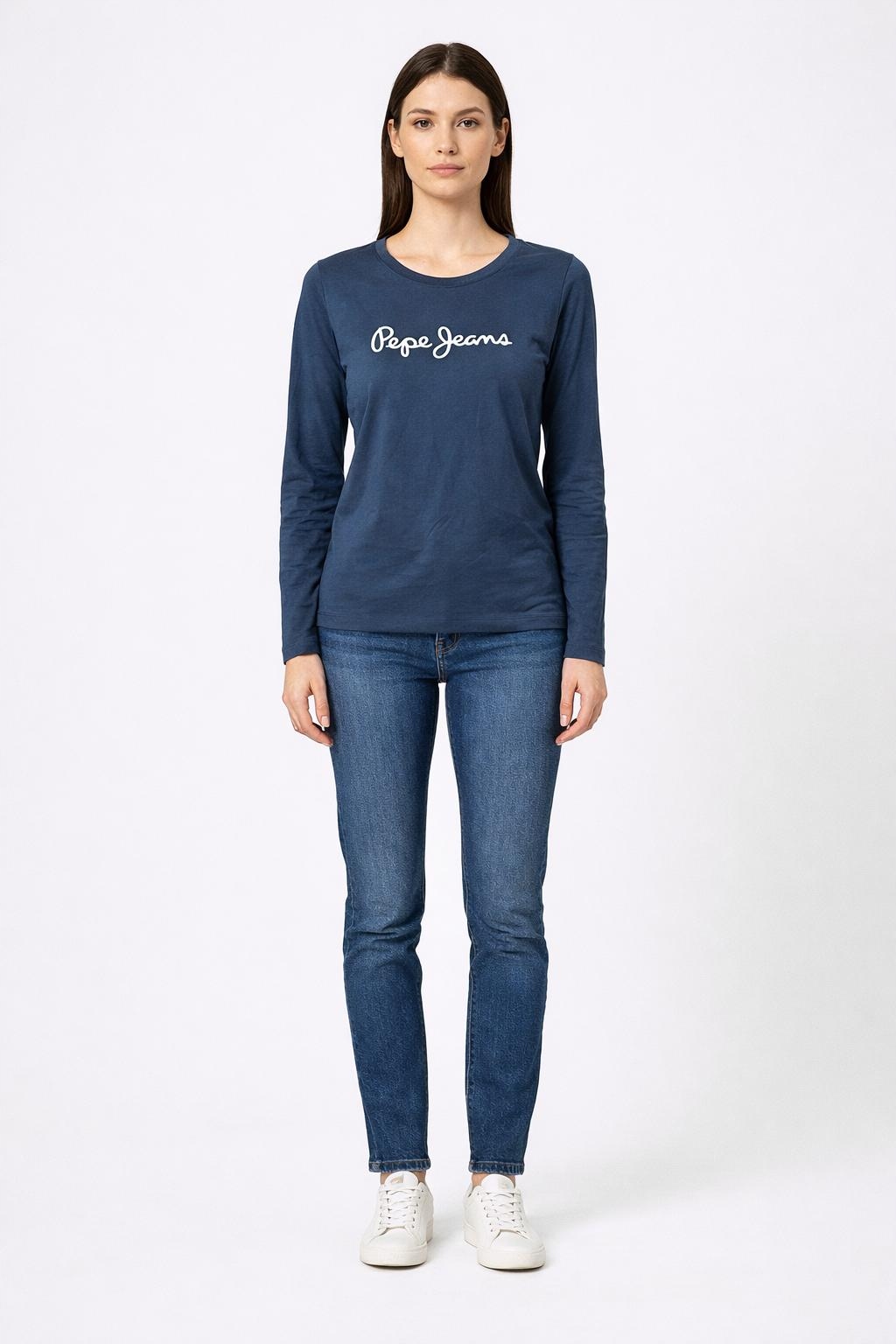 Pepe Jeans Tmavě Modrá Bavlněná Halenka S Dlouhým Rukávem Xs Awa