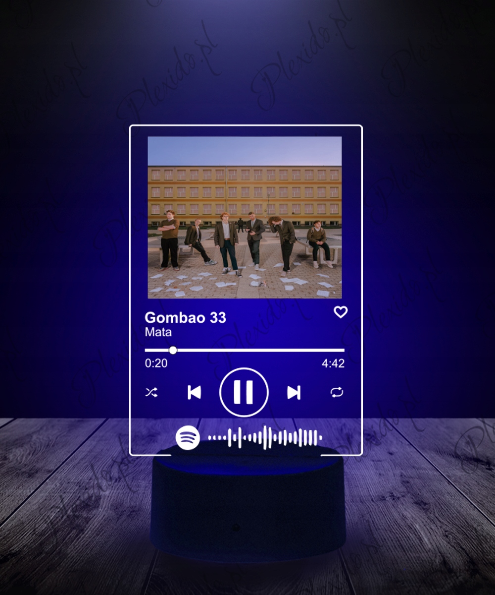 Lampka Spotify Piosenka na Szkle Zdjęcie Prezent Szerokość produktu 15 cm