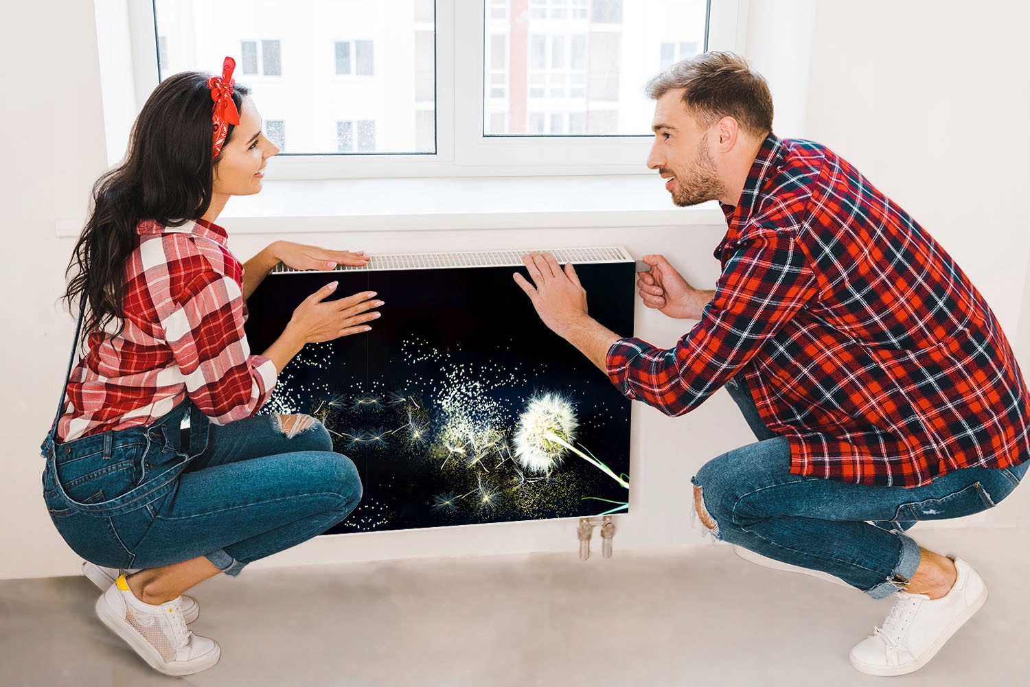 MAGNES MATA MAGNETYCZNA NA KALORYFER 140x60 KWIATY FOTOTAPETA Grubość materiału 1 mm