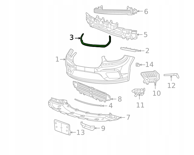 LISTWA ATRAPY CHRYSLER PACIFICA 2021- MAT Numer katalogowy części 6WF32SZ7AA