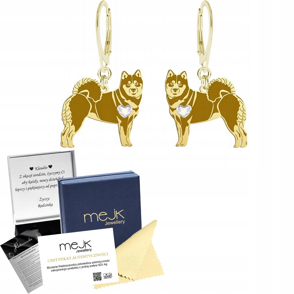 Náušnice Zlaté s psem Shiba-inu 925 Bigiel Dárek Žena Gravírování Bonus