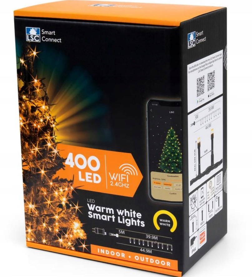 

Lampki choinkowe 400 Led 40m białe aplikacja WiFi