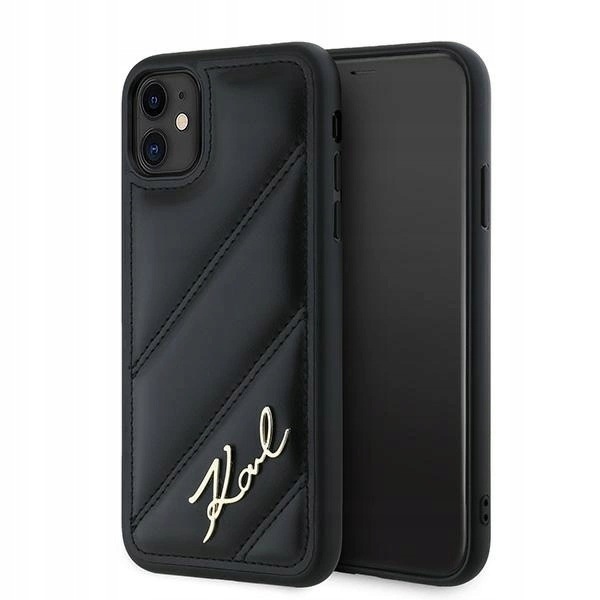 Etui Karl Lagerfeld Diagonal Quilted Script na iPhone 11 Xr czarne