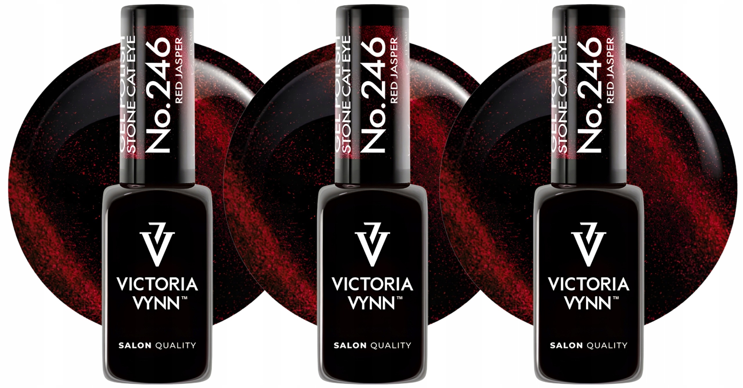 3 x Victoria Vynn Gel Polish 246 Cat Eye Red Jasper, 8 ML