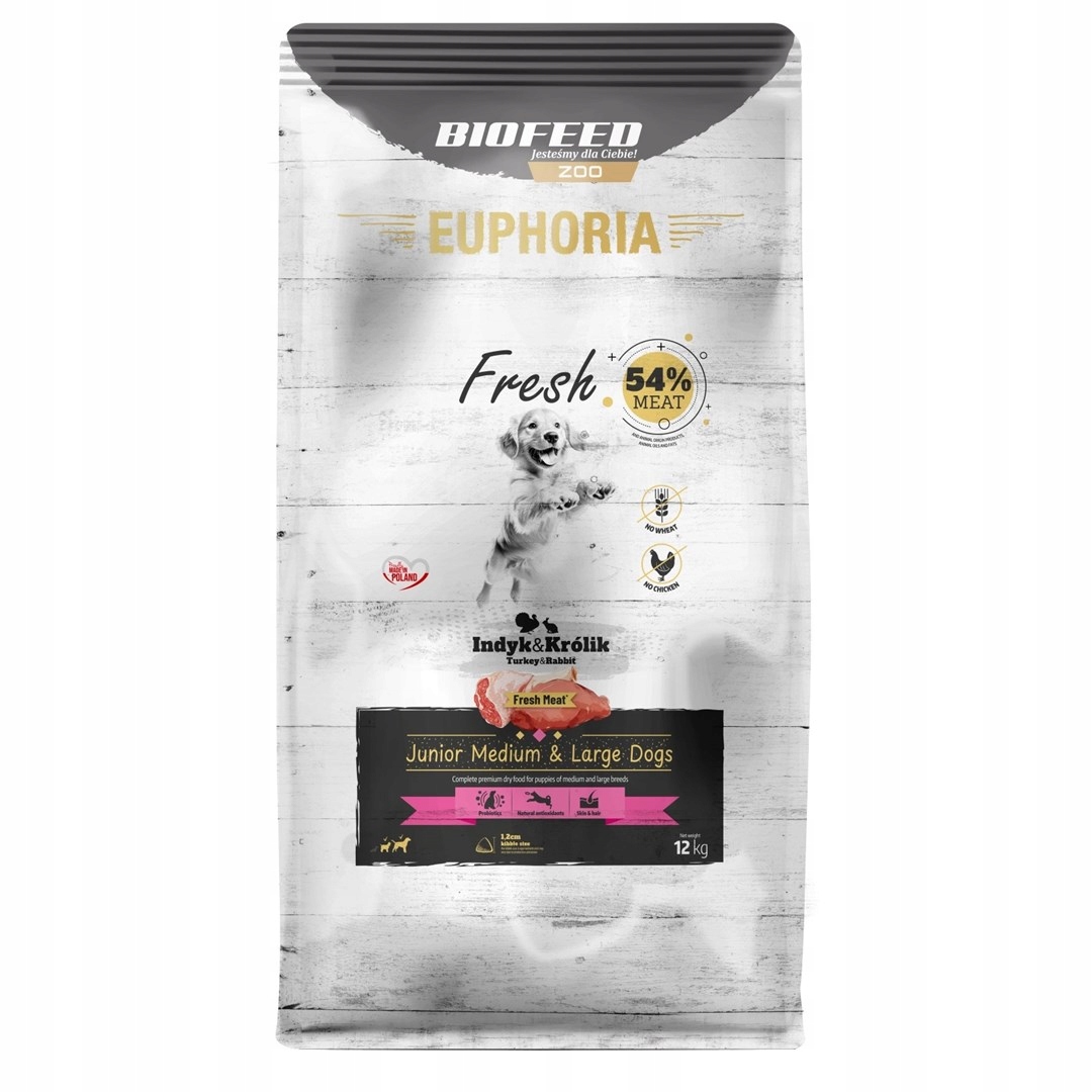 Levně Biofeed Euphoria Fresh Meat Junior Medium & Large Krůta a králík 12 kg