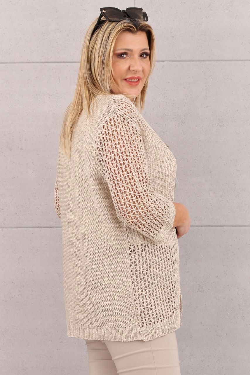 NARZUTKA SWETER DAMSKI ROZPINANY KARDIGAN PRODUKT POLSKI ROZMIARY Materiał dominujący len