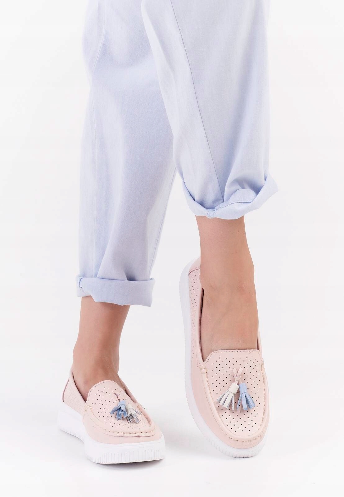 MOKASYNY DAMSKIE SERGIO LEONE SP015 RÓŻOWE PÓŁBUTY SKÓRA NATURALNA R 38 Model SP015-ROZOWY