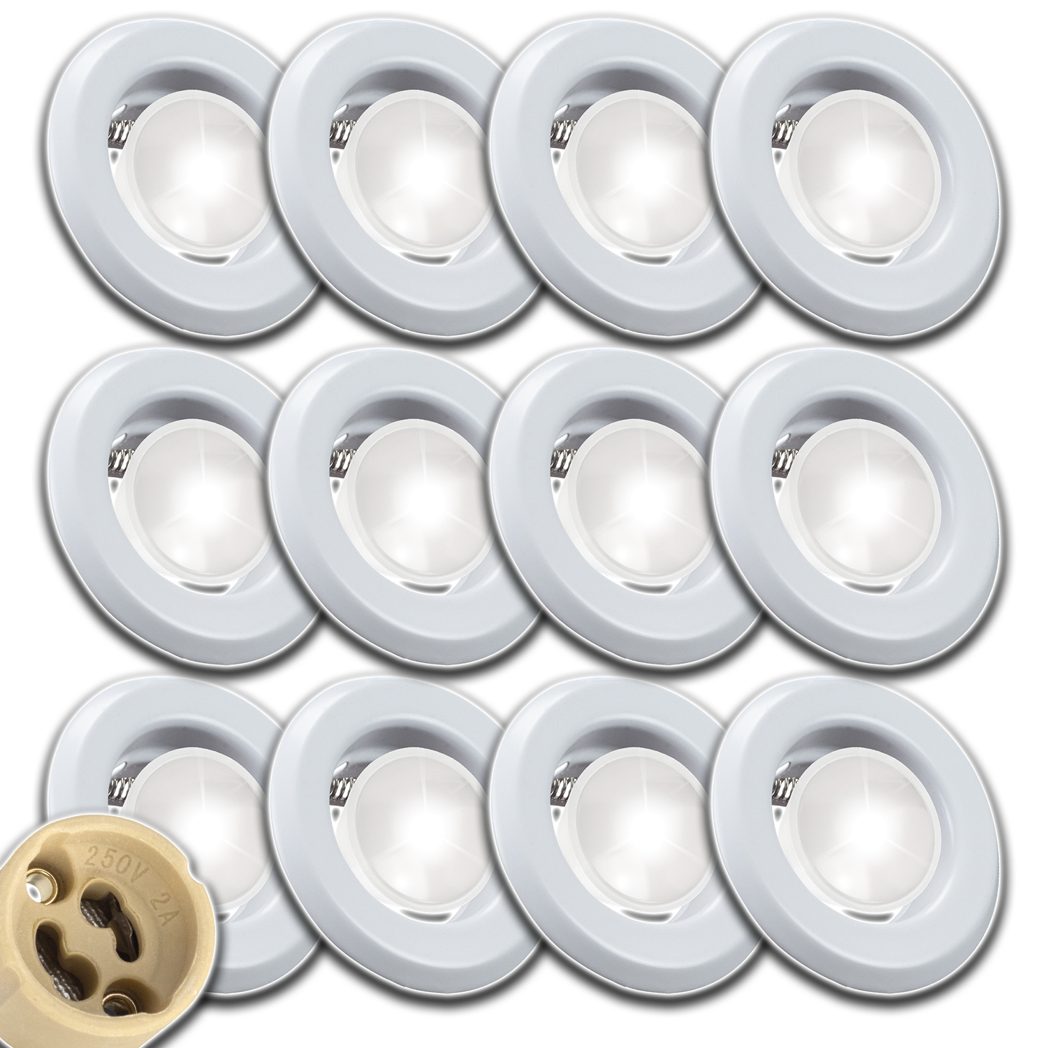 12 x Osvětlovací Sada Rámeček Stropní S Žárovkou Nw 4000 K 1,5W