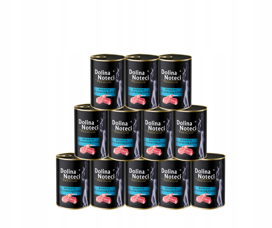 Levně Krmivo pro kočky Dolina Noteci bohaté na jehněčí maso, sada konzerv 12 x 400 g
