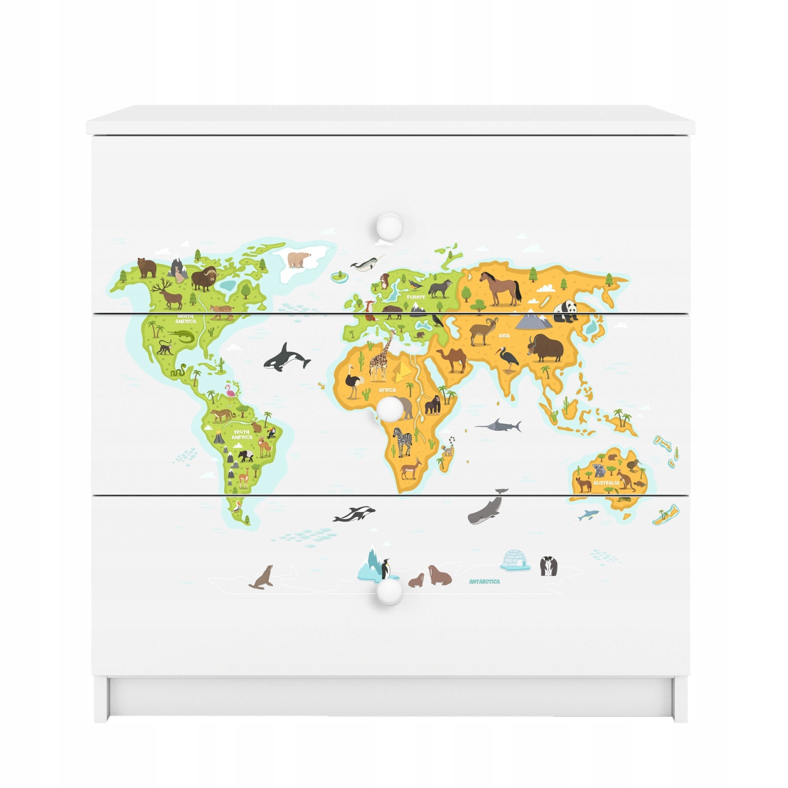 Komoda Babydreams bílá grafika Mapa 80 cm