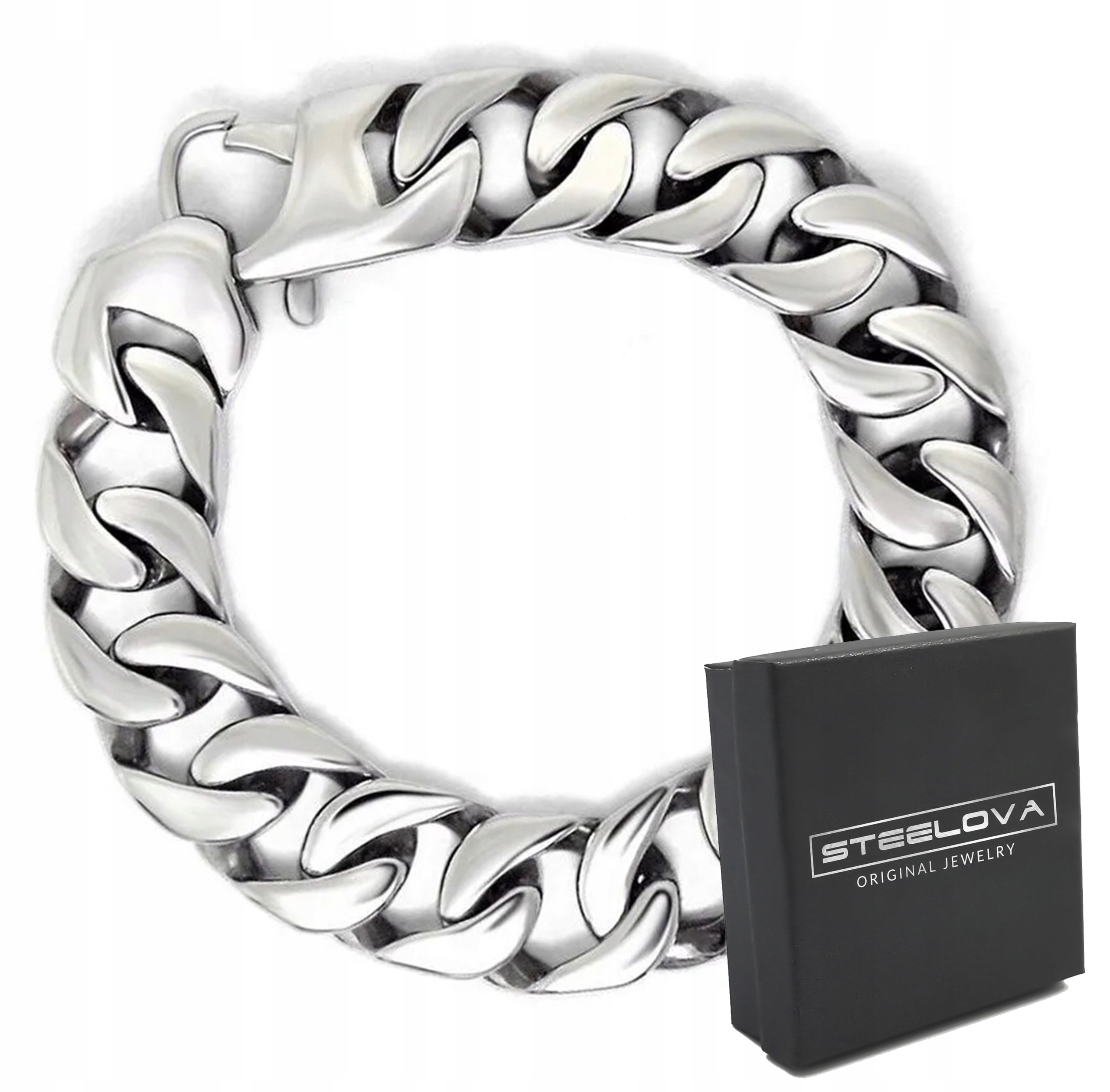 Stříbrný pánský náramek Pancíř 93 g 16 mm, Ocel