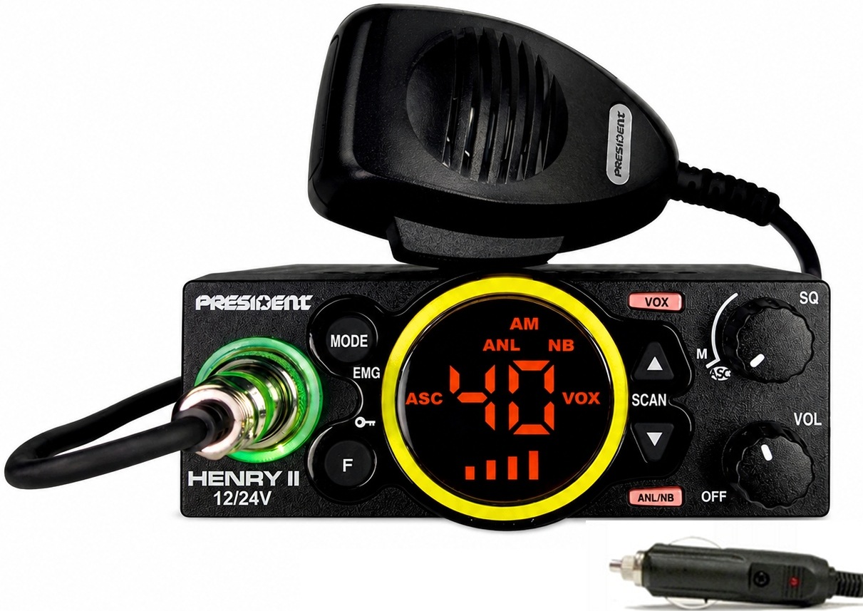 Cb rádio President Henry II Am/fm 12V/24V Asc