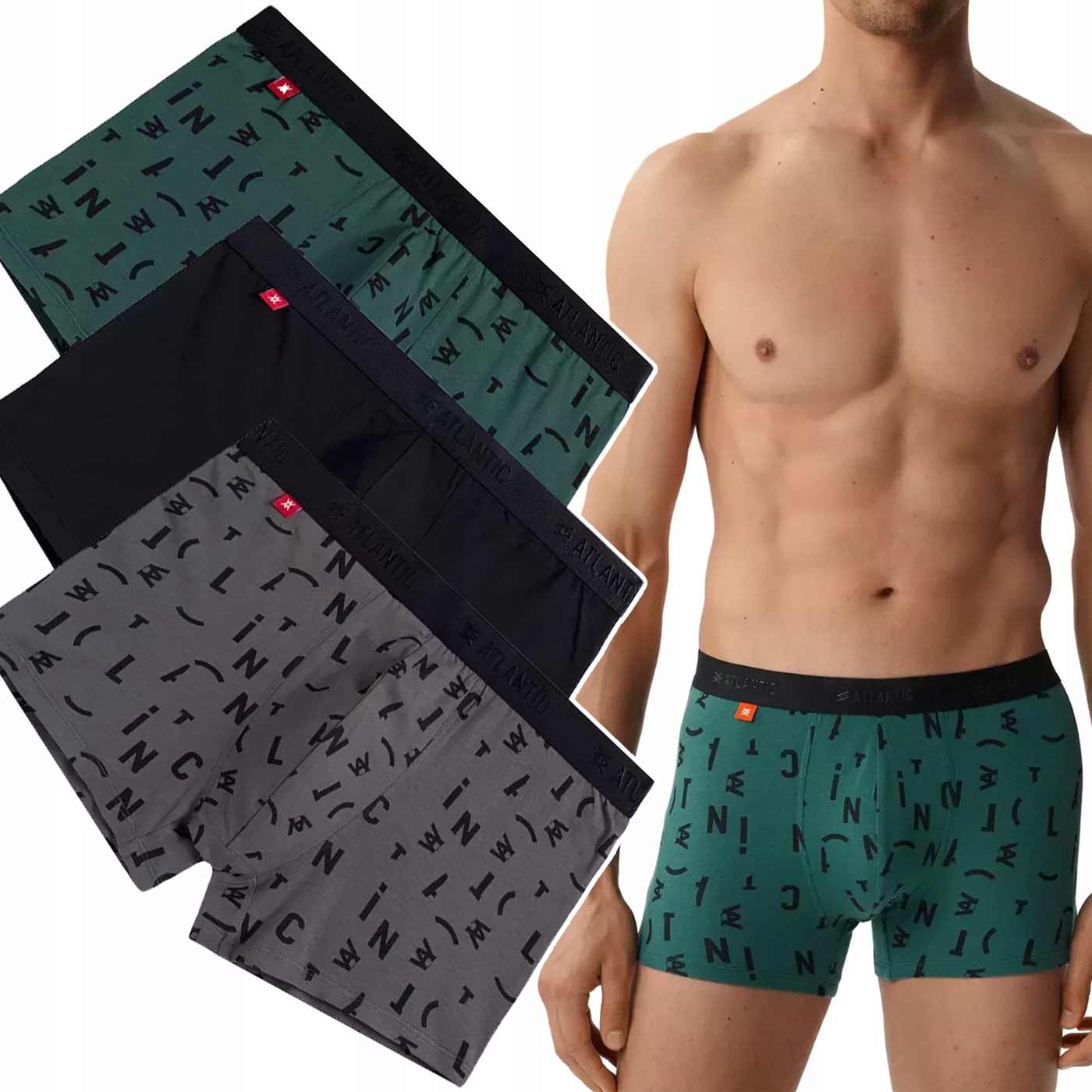 Pánské Boxerky Atlantic 3MH-182, přiléhavé šortky, 3 Vzory M