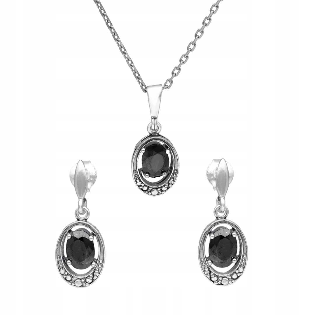 Souprava s černou zirkonií stříbro