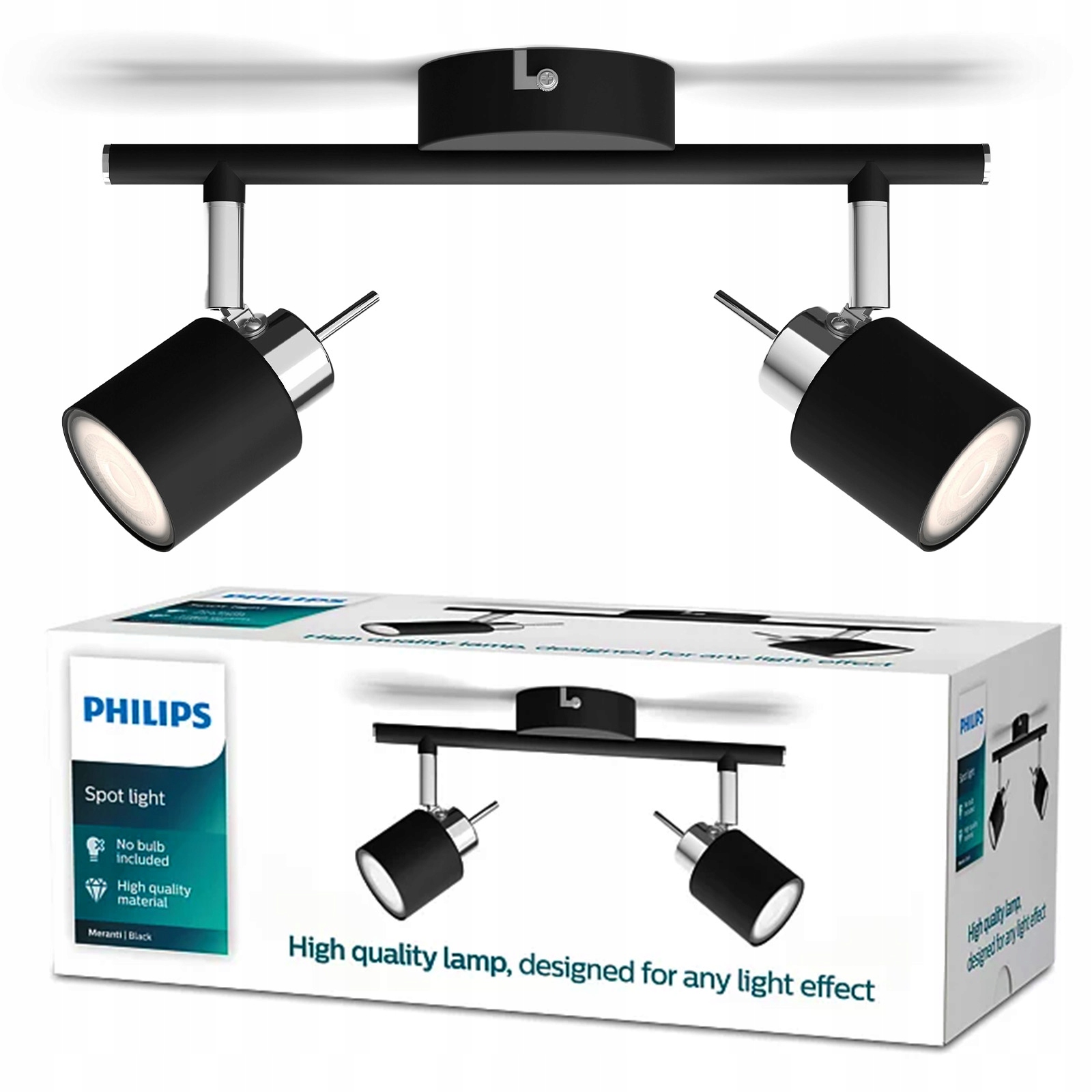 Stropní Svítidlo Reflektor Nástěnný 2x GU10 Černá Meranti Philips