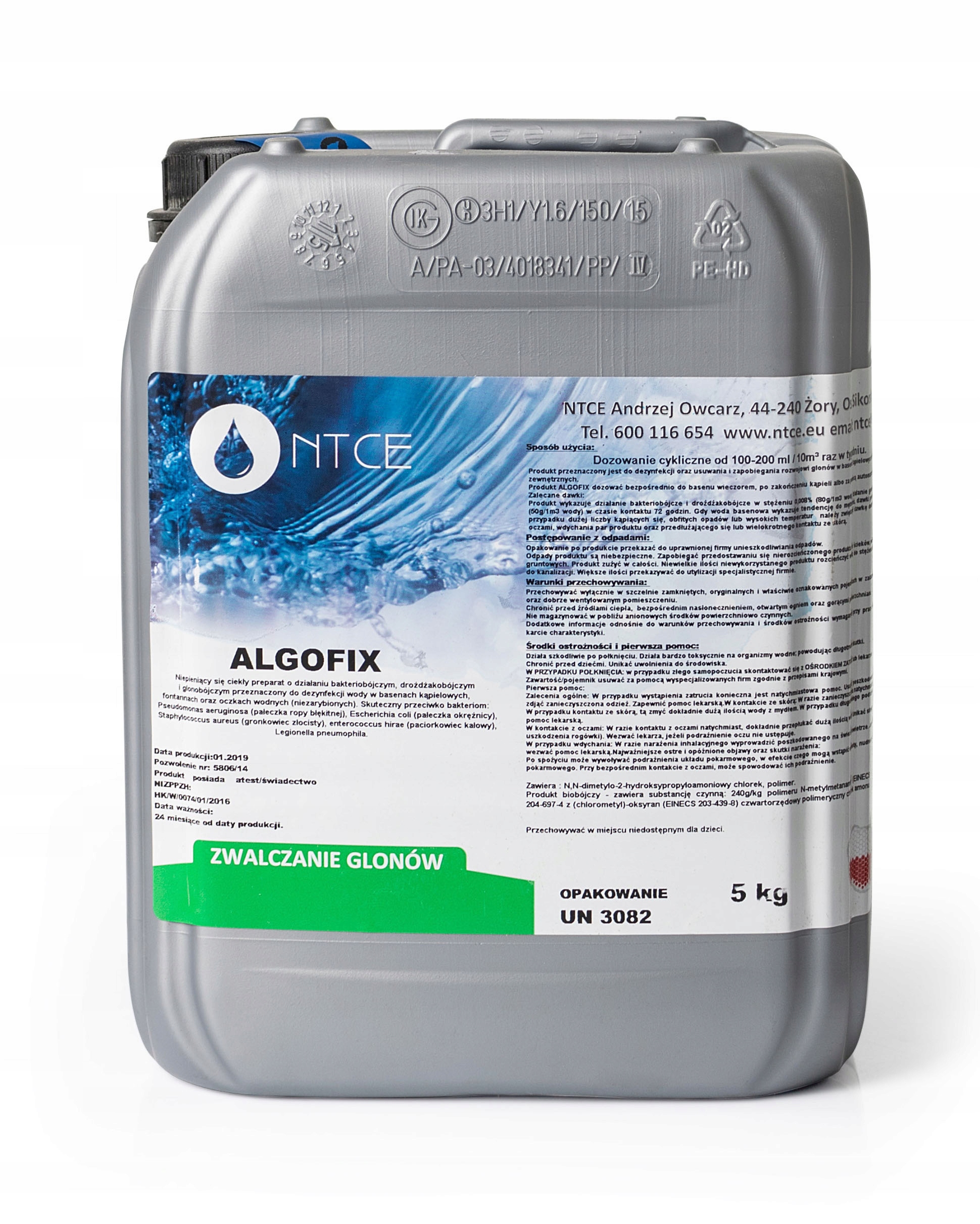 AntyGlon Chemia do Basenu Jacuzzi Koncentrat na Glony Algi Algofix Ntce 5 L