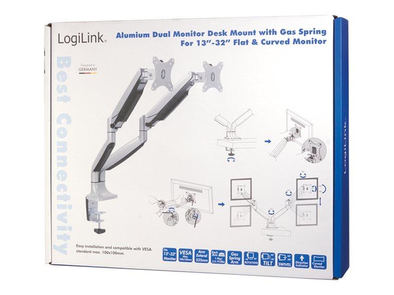 Logilink BP0043 Logilink Aluminiowy podwójny uchwyt na biurko