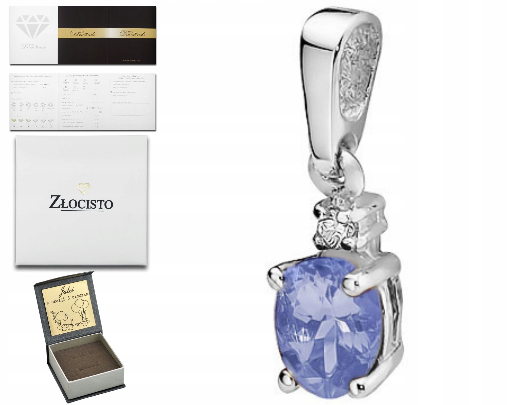 Bílý Zlatý Přívěsek S Briliantem A Tanzanitem 585