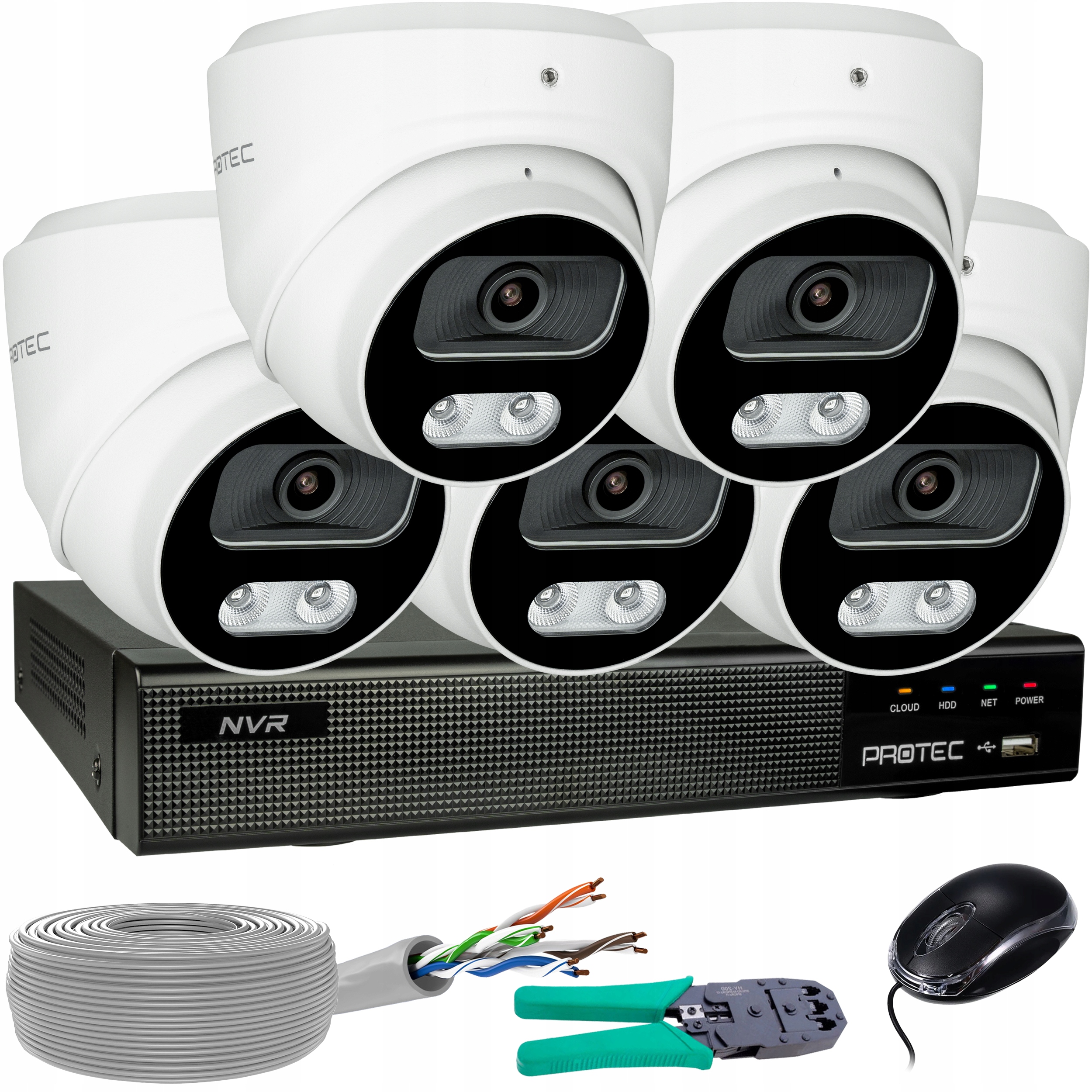 Monitorovací sada 5 kamer Ip 8MP 4K Poe Detekce lidí a vozidel bez hdd