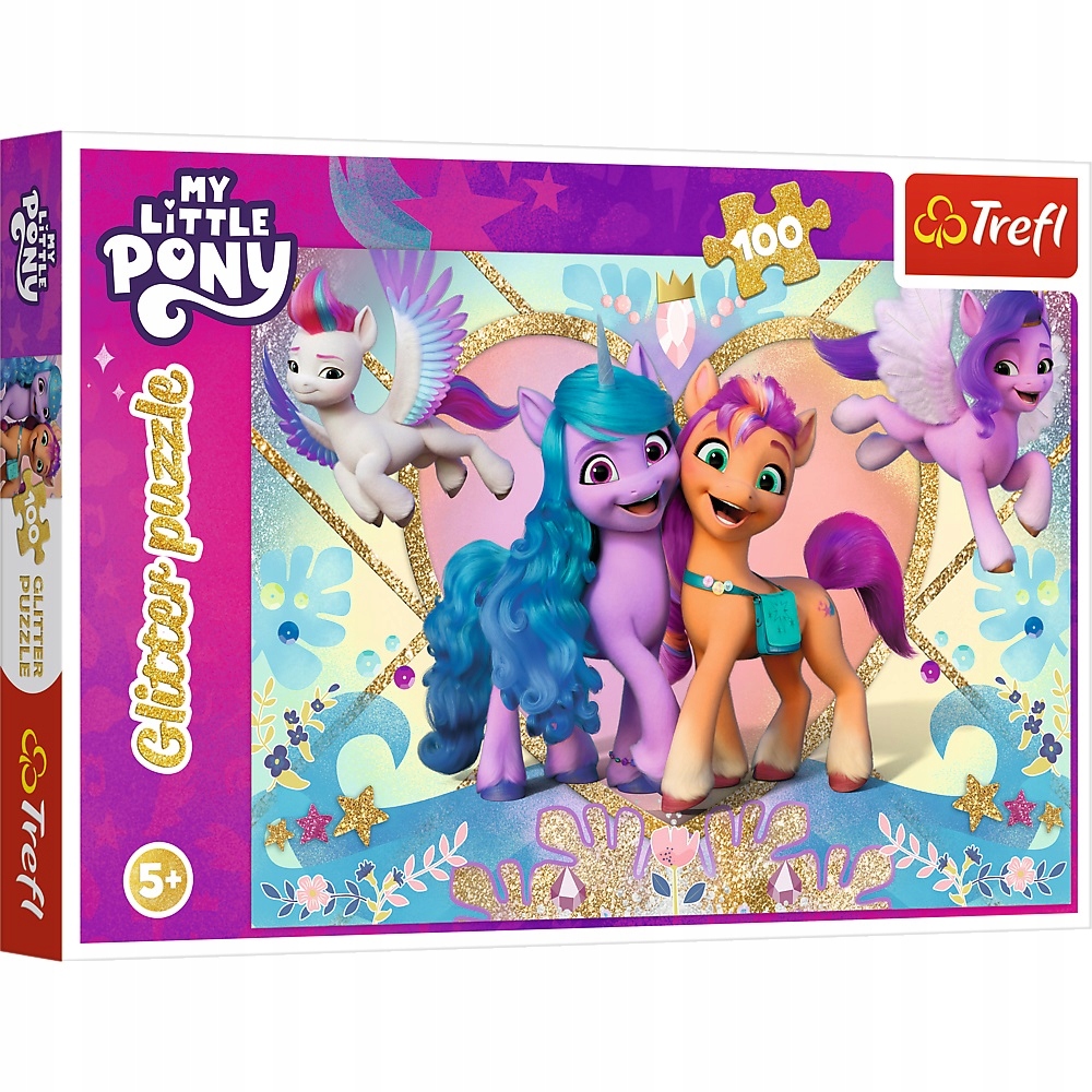 PUZZLE GLITTER 100 ELEMENTÓW MY LITTLE PONY MLP BŁYSZCZĄCE KUCYKI TREFL