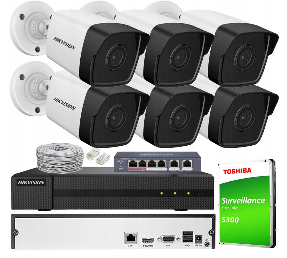 Sada monitorování Ip 6 kamer 4MPx Ipcam Hikvision
