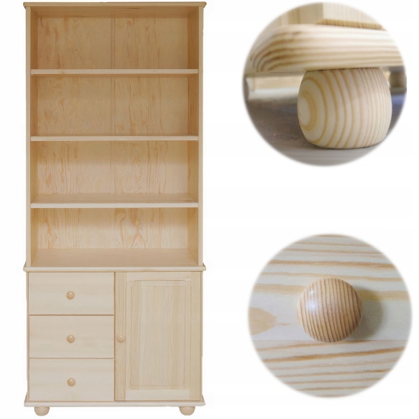 REGAŁ SOSNOWY NA KSIĄŻKI DREWNIANY BIBLIOTECZKA