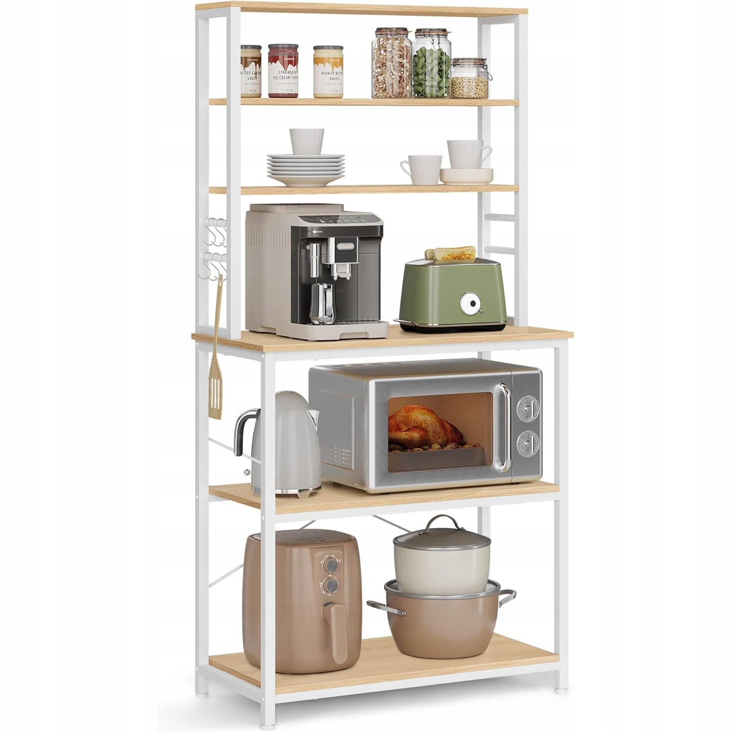 Stojací kuchynský regál na mikrovlnnú rúru, 6 políc, 40x80x167 cm