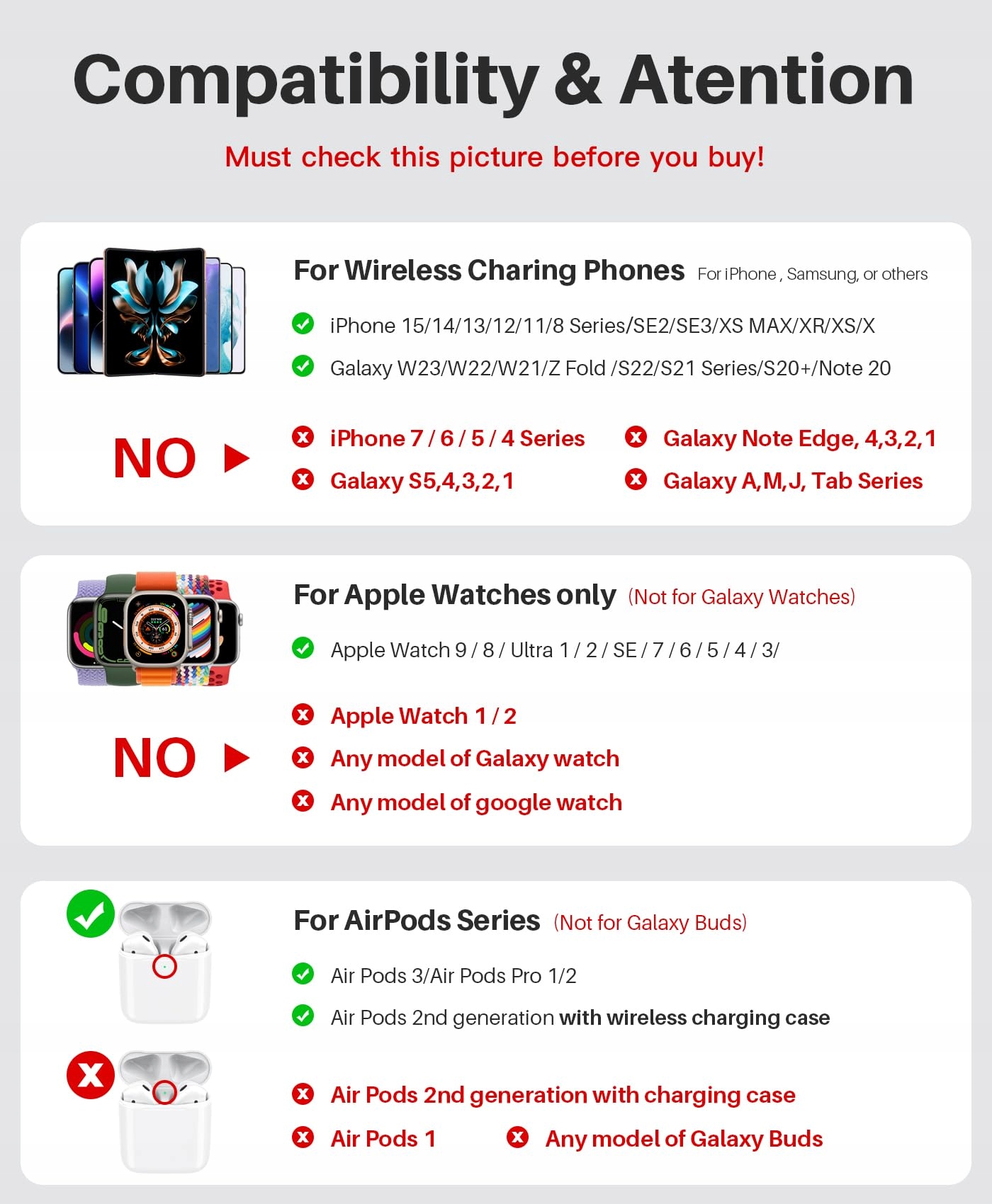 YLLZI ŁADOWARKA INDUKCYJNA DO IPHONE APPLE WATCH AIRPODS PRO 3w1 — miniatura 2