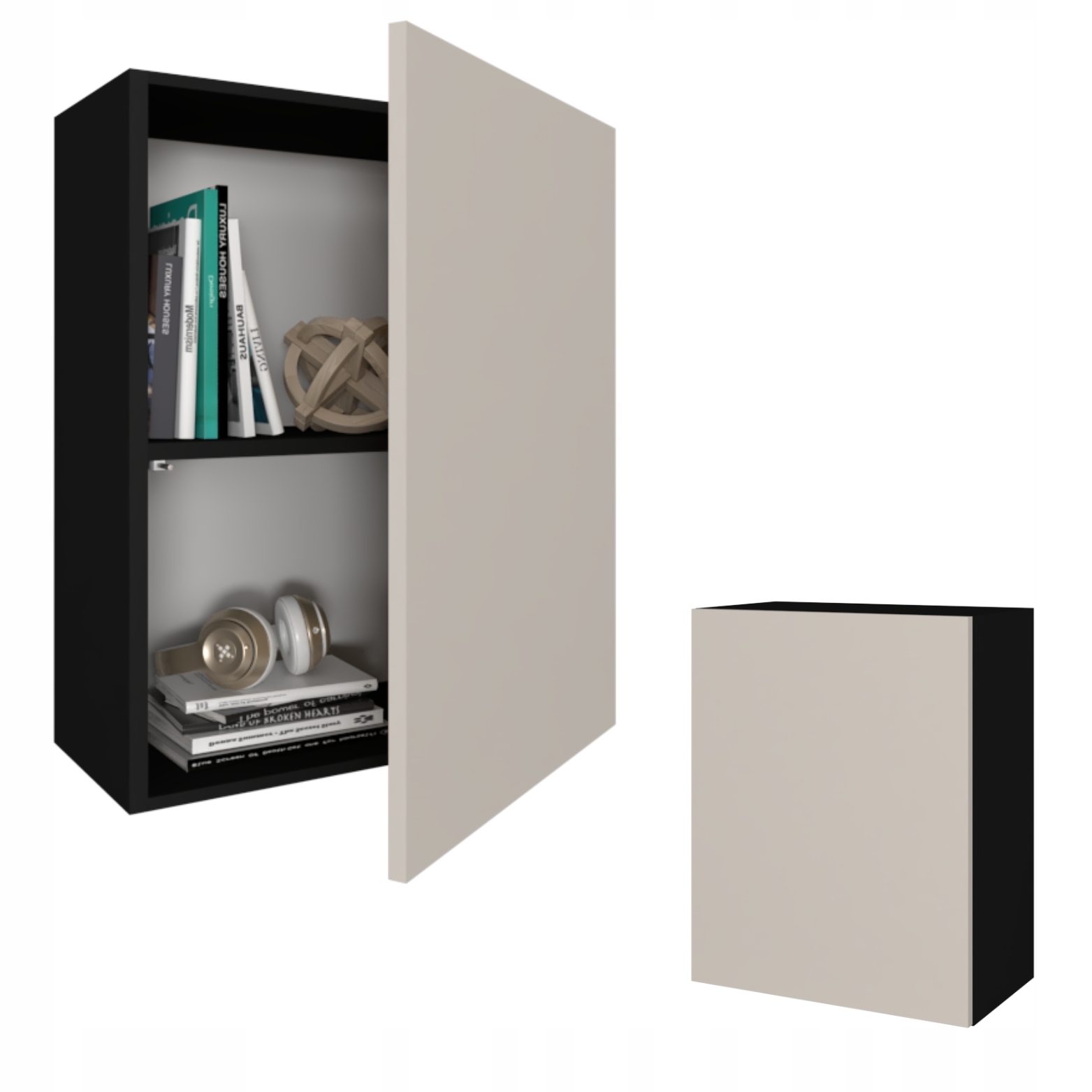 Závěsná skříňka do obývacího pokoje Skříňky do obývacího pokoje Police Karo 30 Černá Matná Kašmír