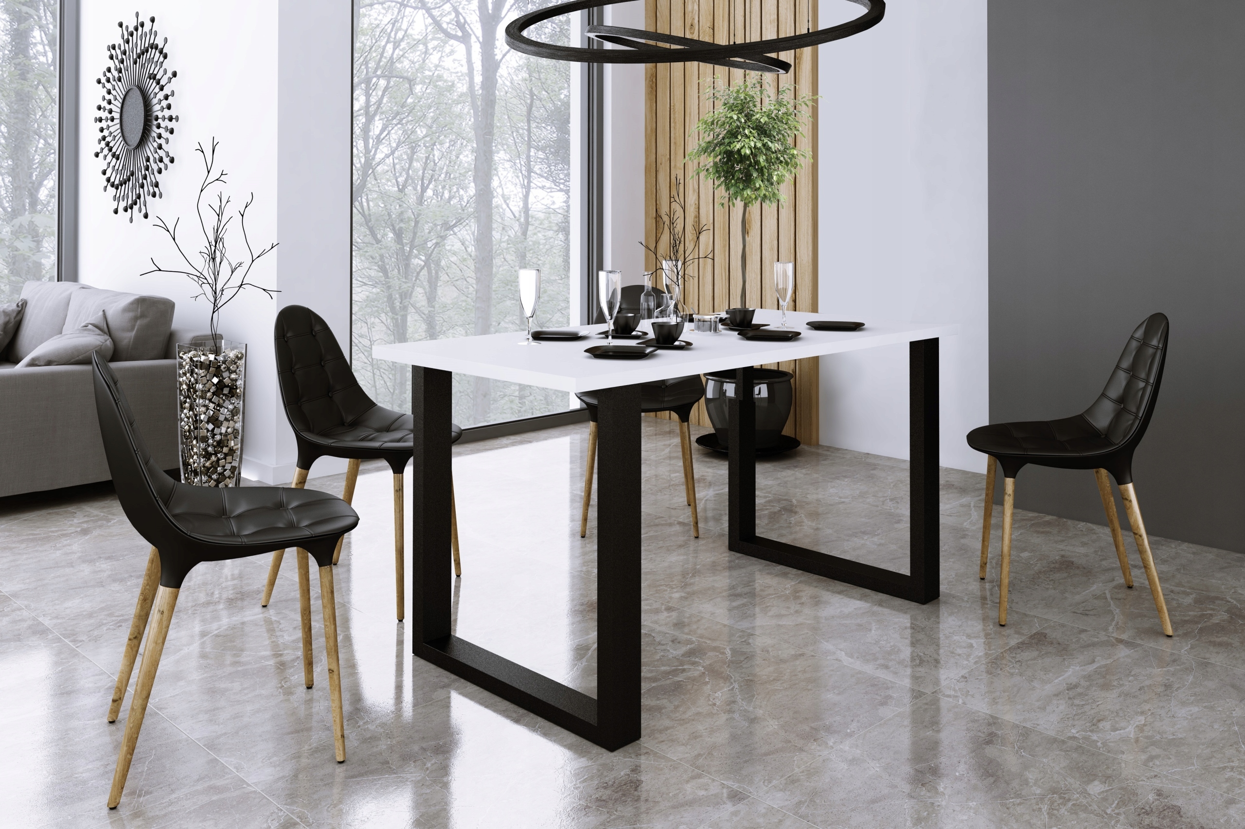 Industriální stůl 138x67. Bílý, Artisan, Lancelot