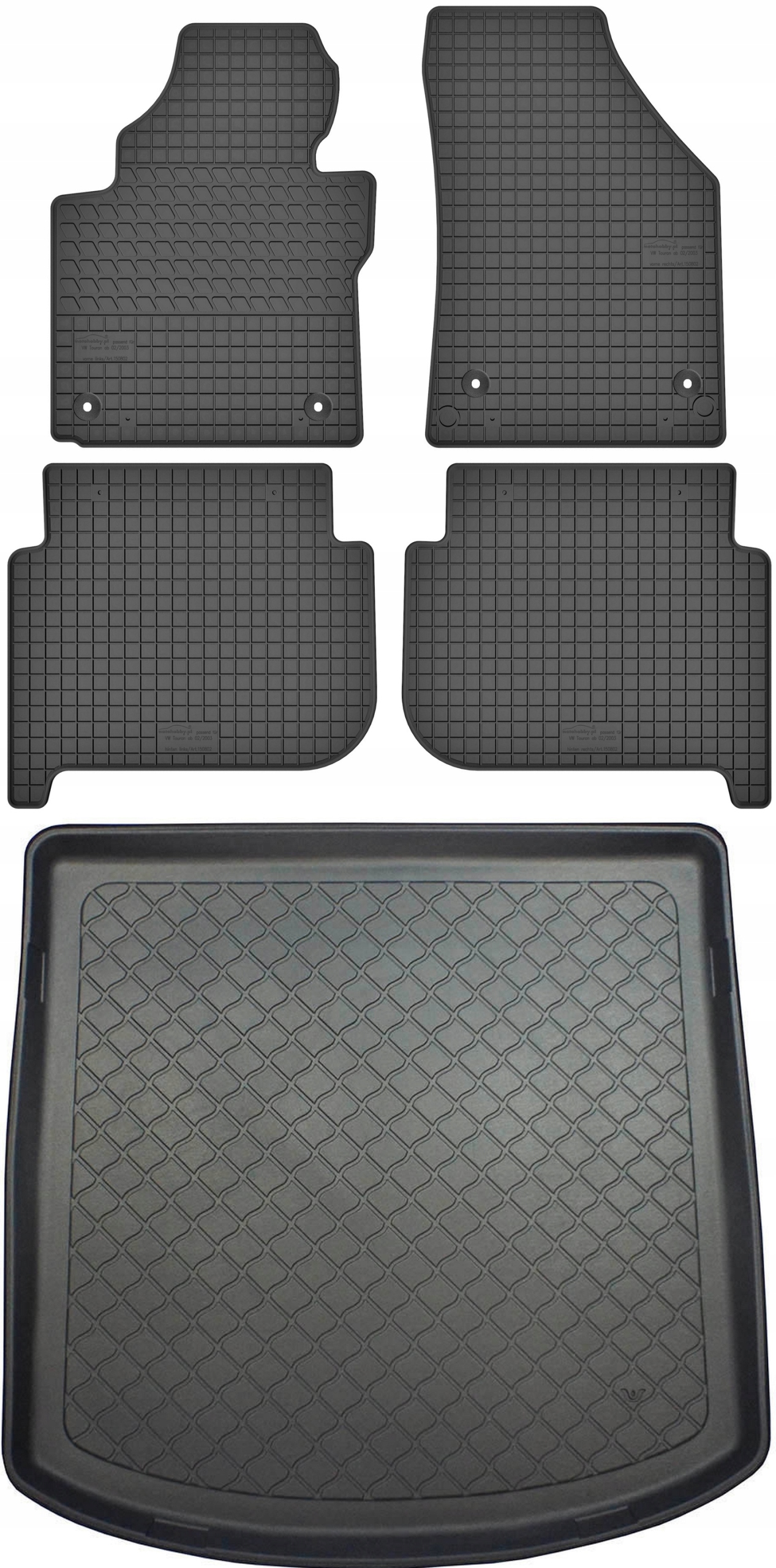 Volkswagen Touran I Van od roku 2003-2010 Sada Koberce batožinový priestor