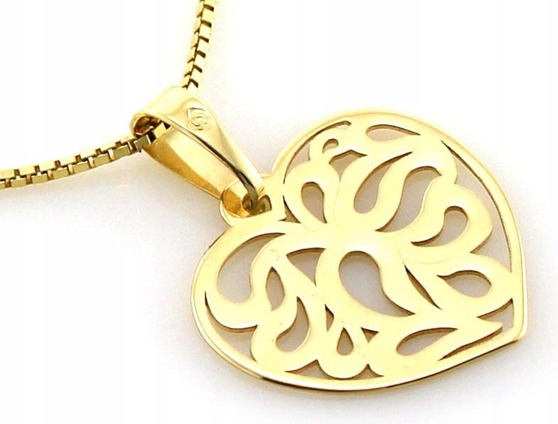 Zlatý přívěsek 585 ažurové srdce žluté zlato 14K přívěsek módní vzor