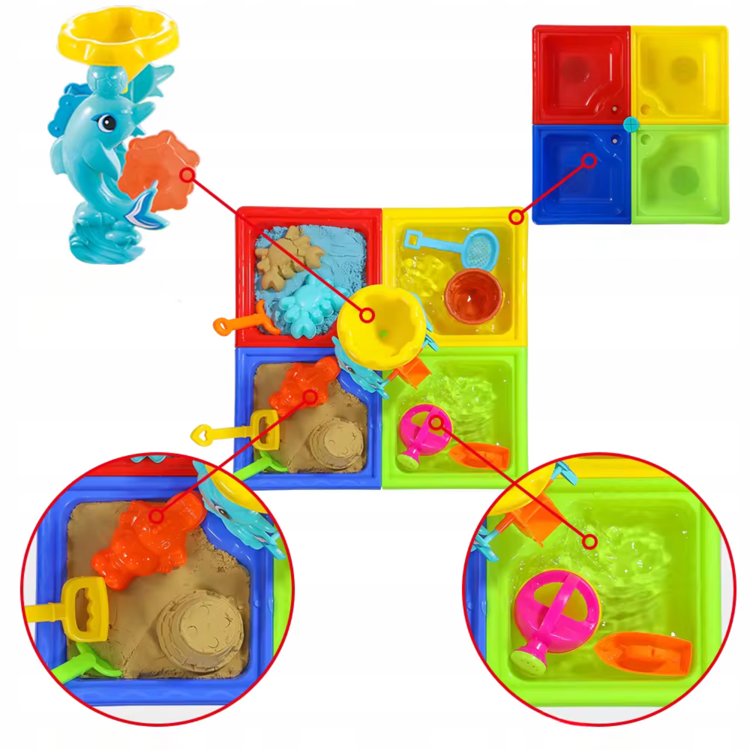 STOLIK WODNY PIASKOWNICA STOLIK DO WODY I PIASKU ZESTAW DO PIASKU Długość 45 cm