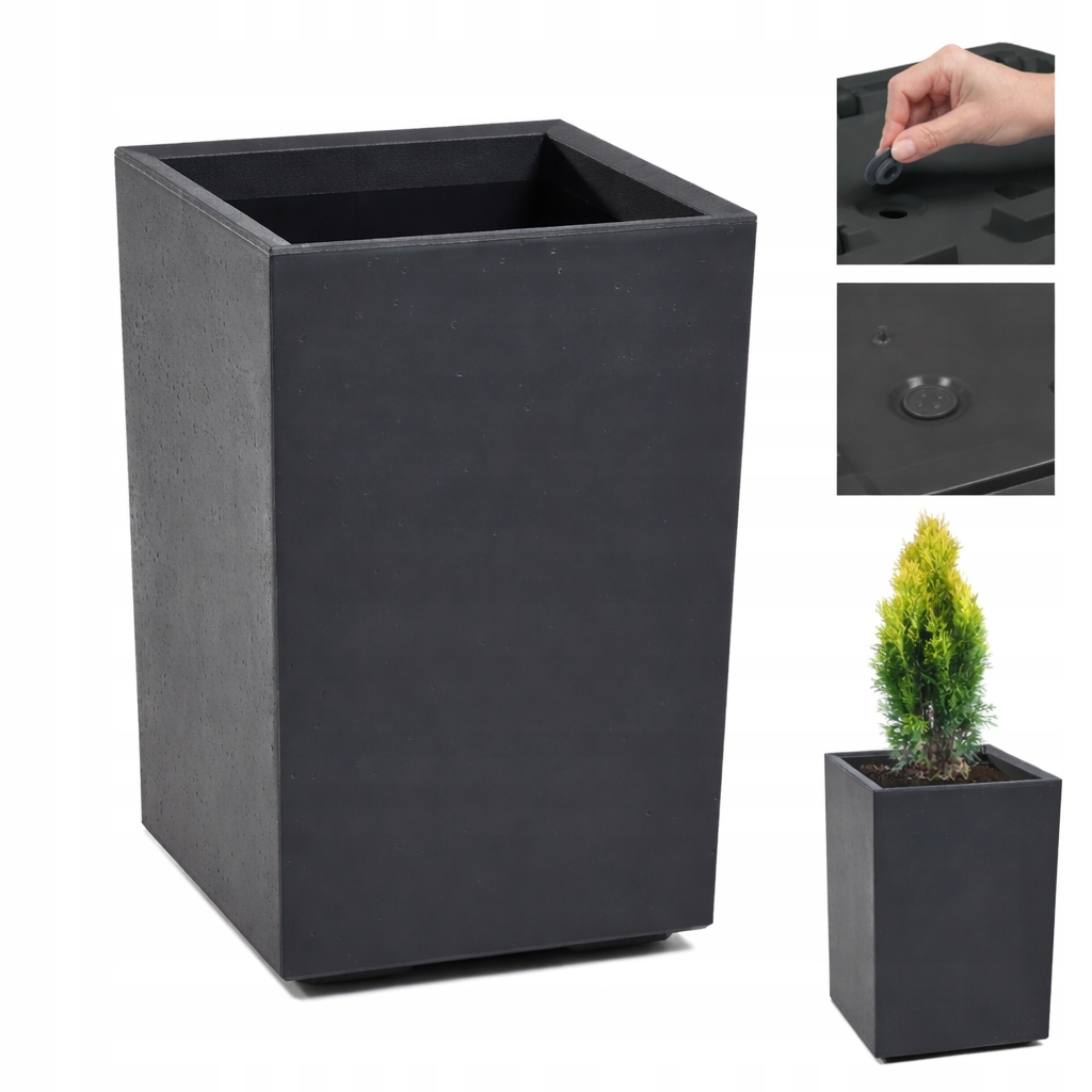 Donica Na Kółkach Karo Eco Recycled 60X40 Antracyt Wysoka