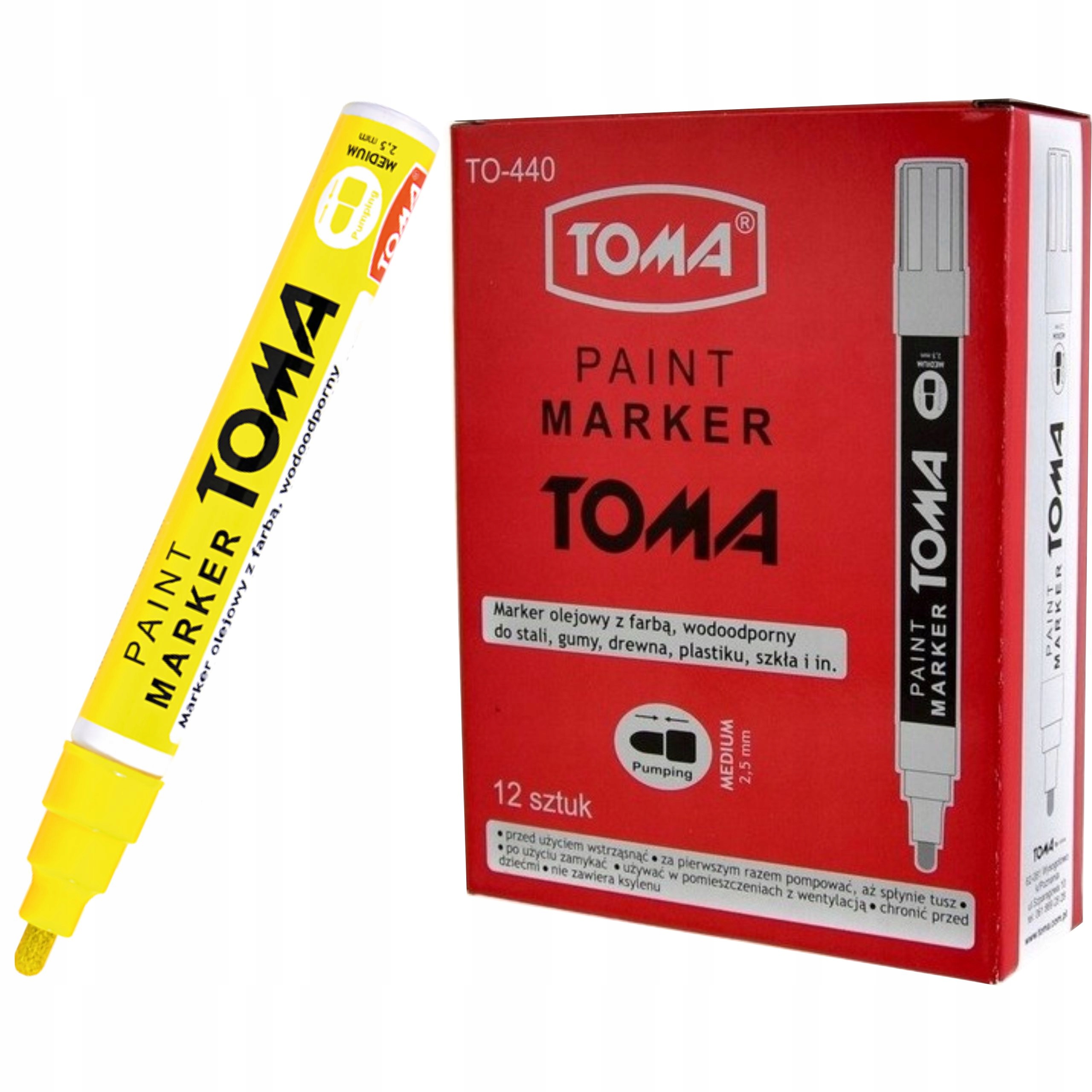 

Marker olejowy TO-440 2,5mm neon żółty 12 sztuk
