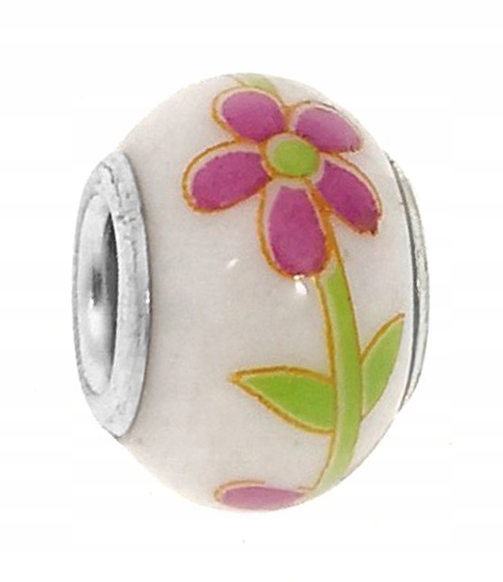 

Zawieszka beads ceramiczny różowy kwiatek