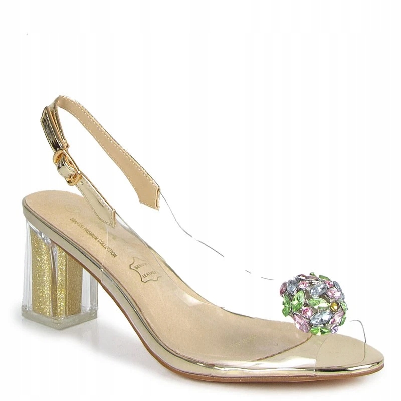 S.barski MR38-454 Transparentní Sandály Se Zlatou Ozdobou 41