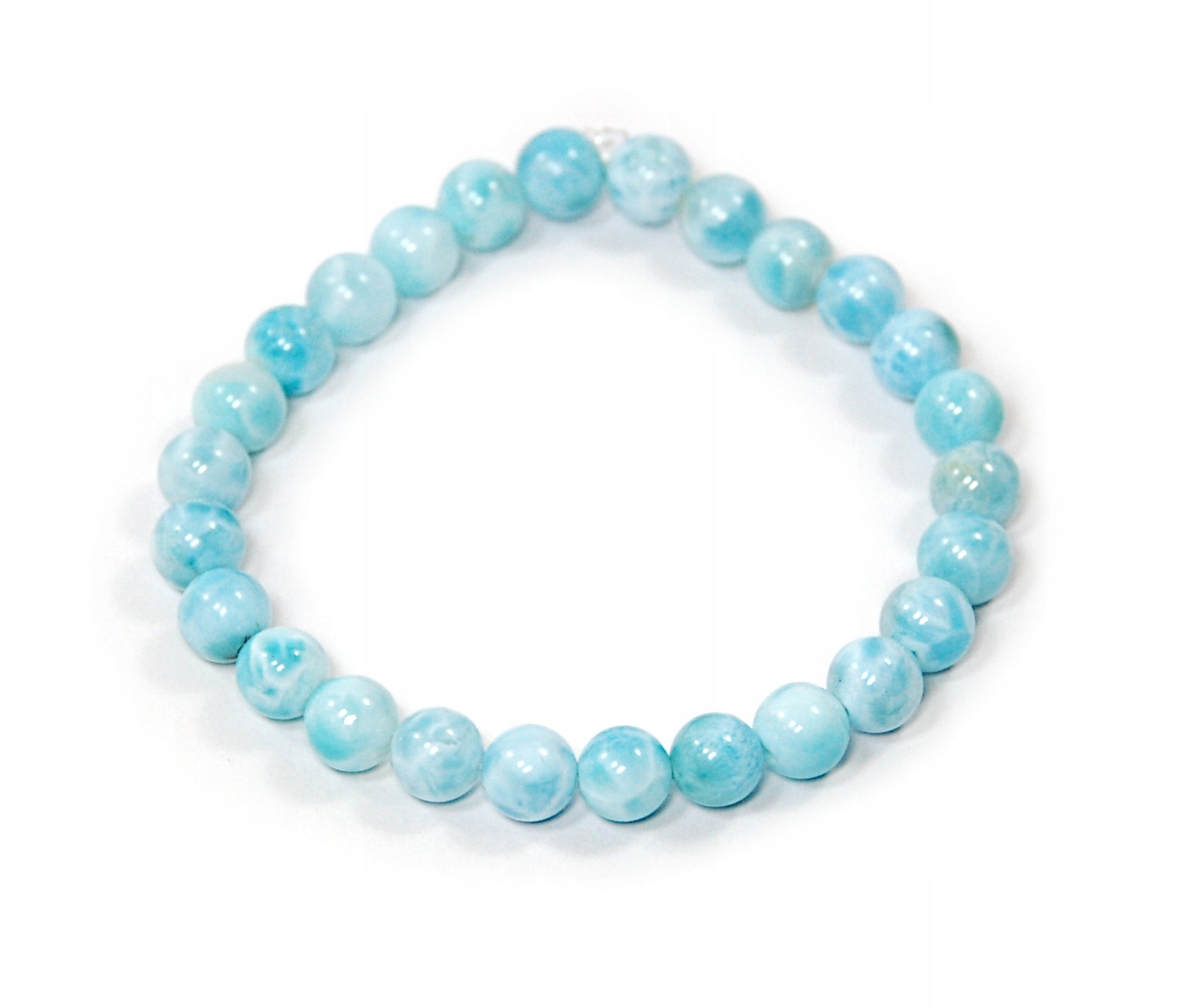 Přírodní náramek Larimar kuličky hladké 7 mm z Dominikánské republiky na gumičce