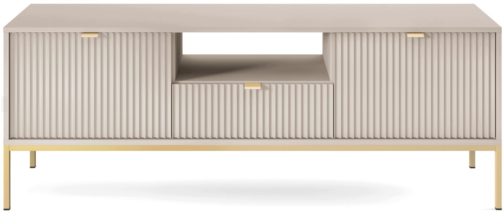 Szafka Rtv Nivo 154 x 56 x 39 cm Kaszmir Złoty stelaż salon pod Tv Fenwood