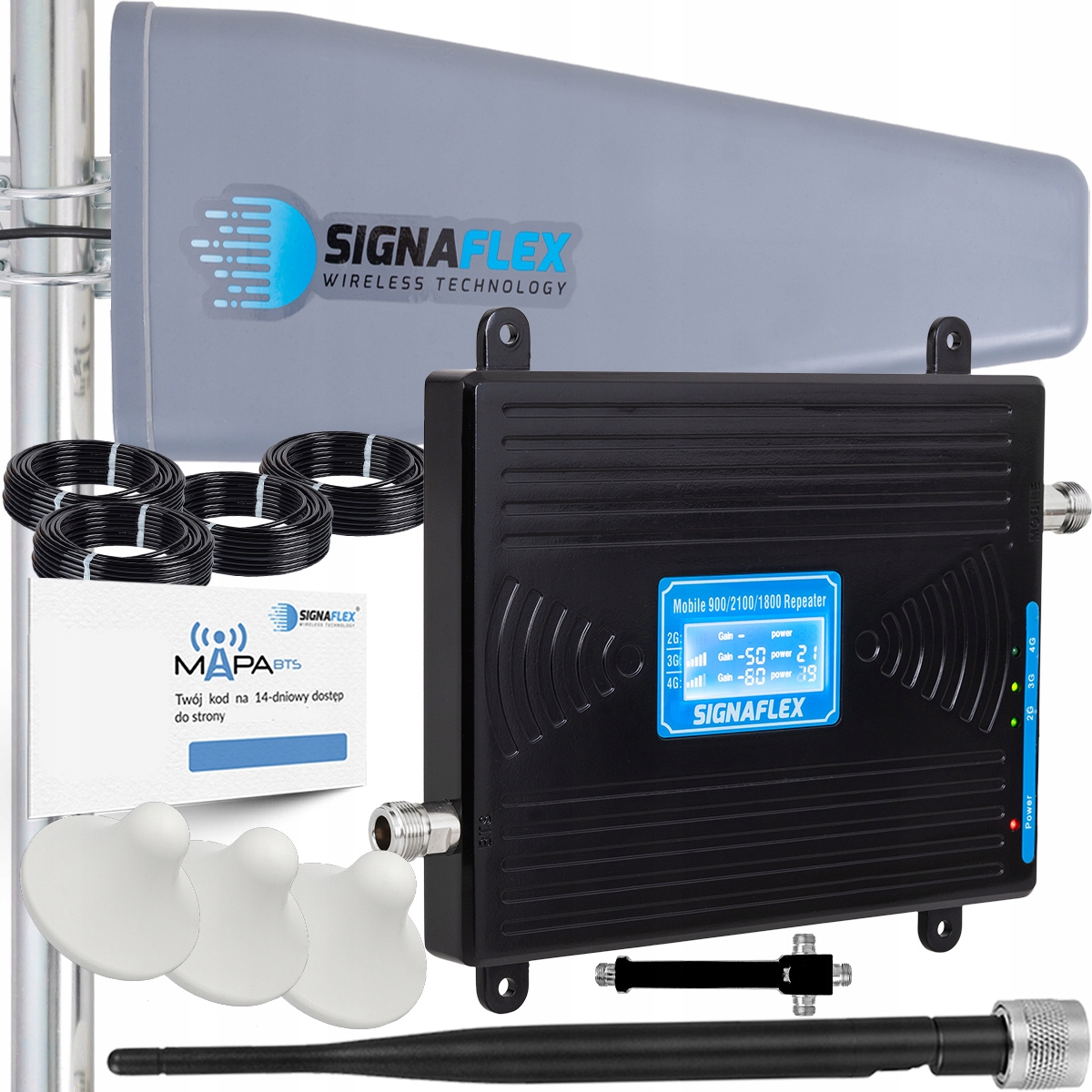 Sada Zosilňovačov Signaflex Gsm/umts/dcs Black LCD LS-GDW2 T2 23dBi 10 m