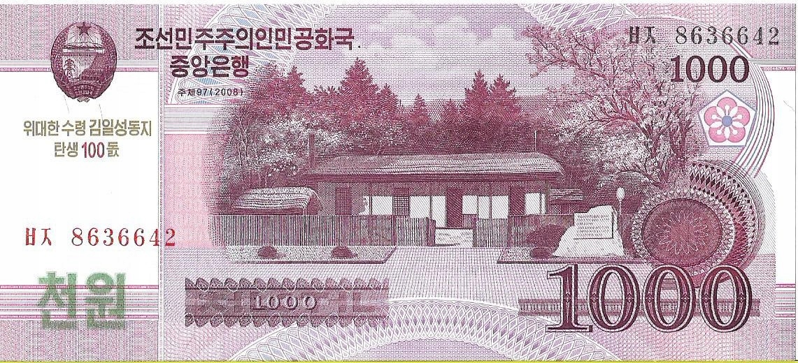 Korea Północna 1 000 Won 2012 - UNC