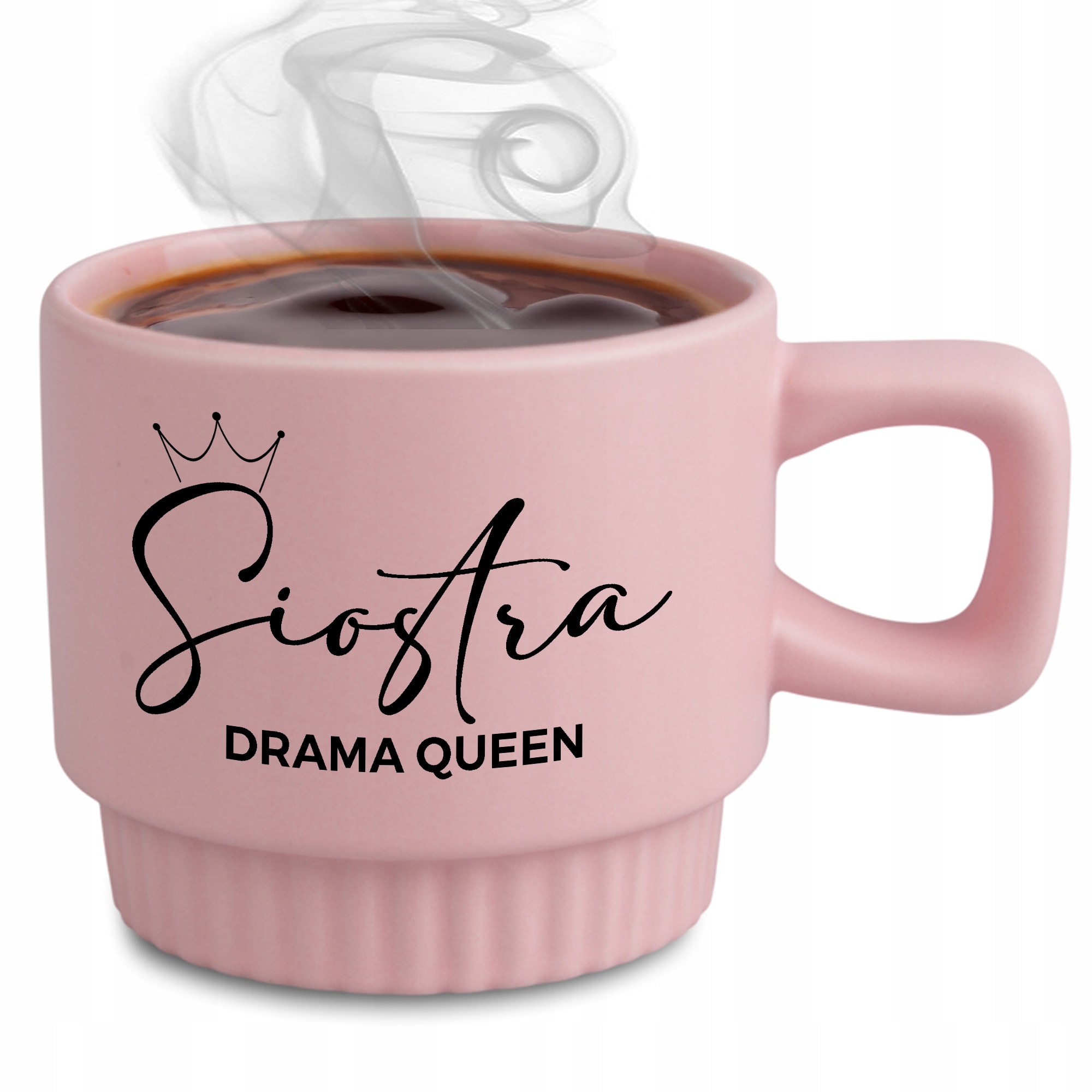 Ryflovaný hrnček Ružová Sestra Drama Queen Zábavný darček pre sestru