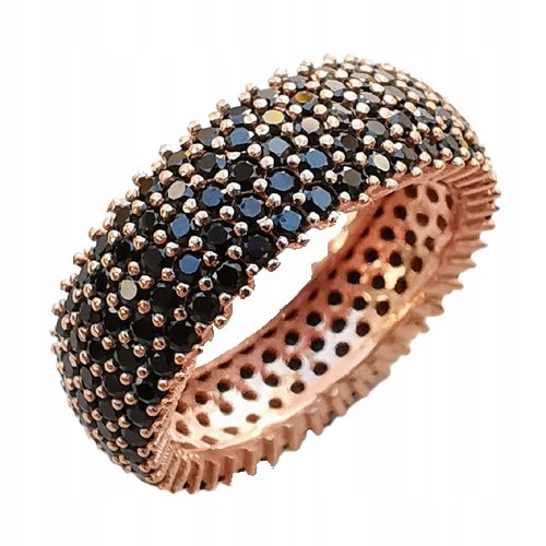 Zlatý prsten prstýnek osázený černými zirkony Zkouška 925