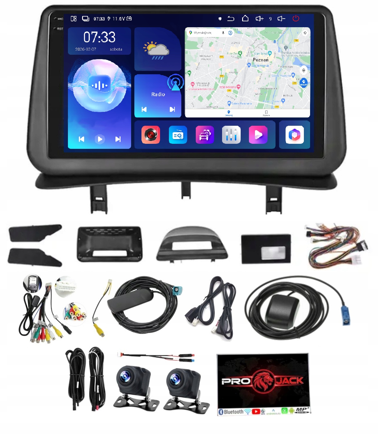Rádio S Navigací Renault Clio 2005-2014 Carplay Android Auto 6GB 128GB Sim
