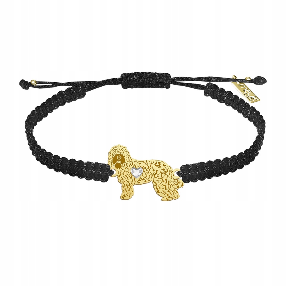 Zlatý náramek s francouzským vodním psem 925 Dárek Makramé Gravírování