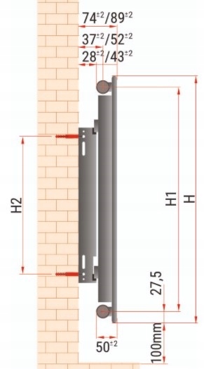 GRZEJNIK PANELOWY DIAMOND V11 600x1100 + UCHWYTY Szerokość 1100 mm