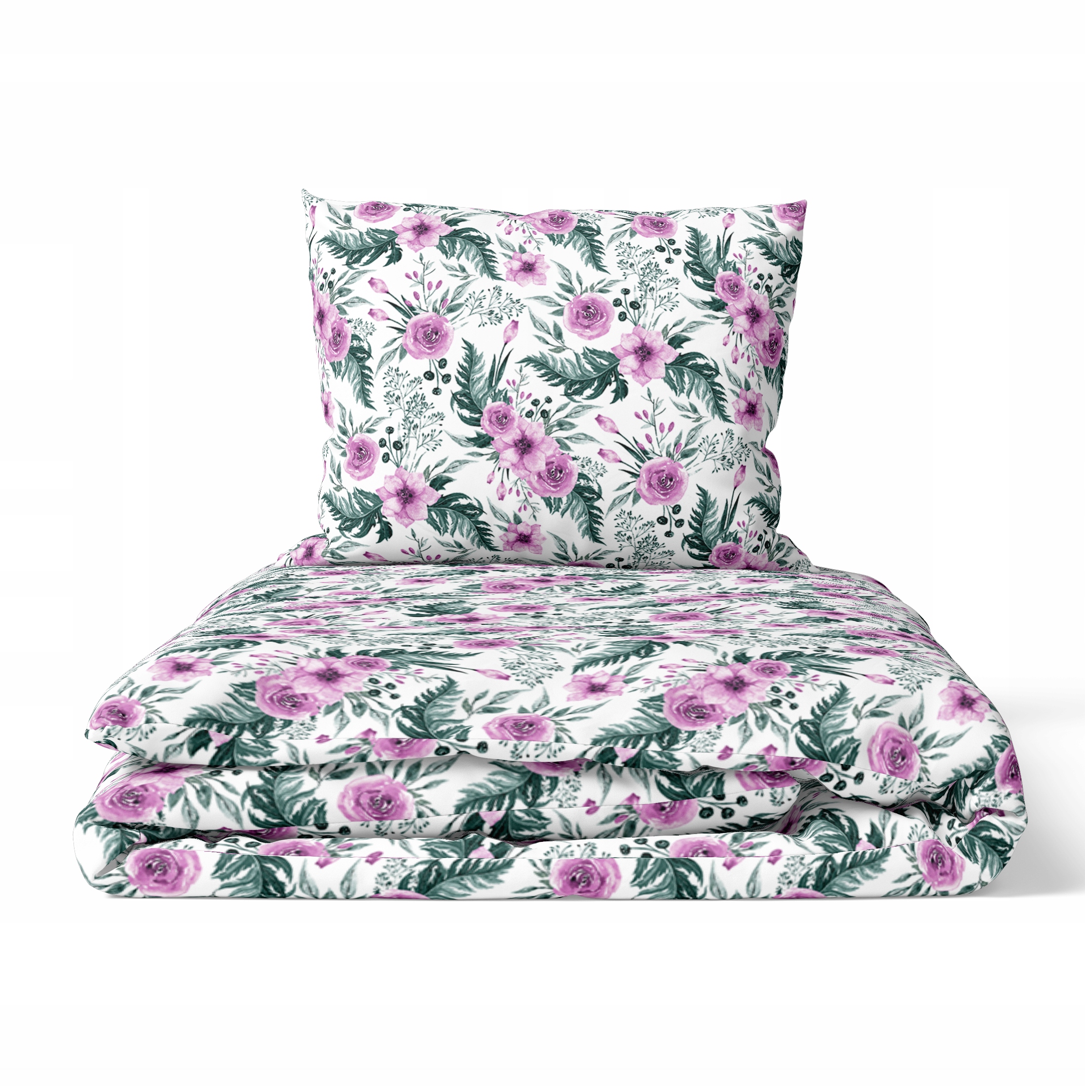 Hotelové Povlečení 140x200 cm Povlak 70x80 Bavlna 100% vzor: Růže v kapradině