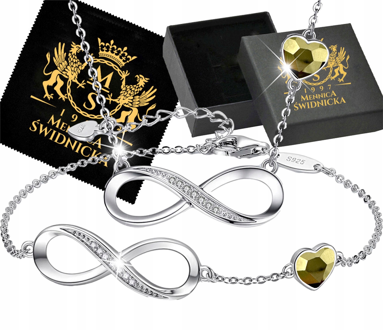 Sada stříbrných šperků Stříbro 925 Náhrdelník Náramek Dárek